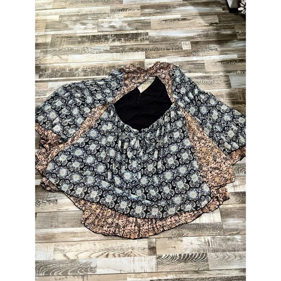 Free People Gabi Floral Print Tunic Dress Black Multi piece - Size Large - Picture 5 of 11